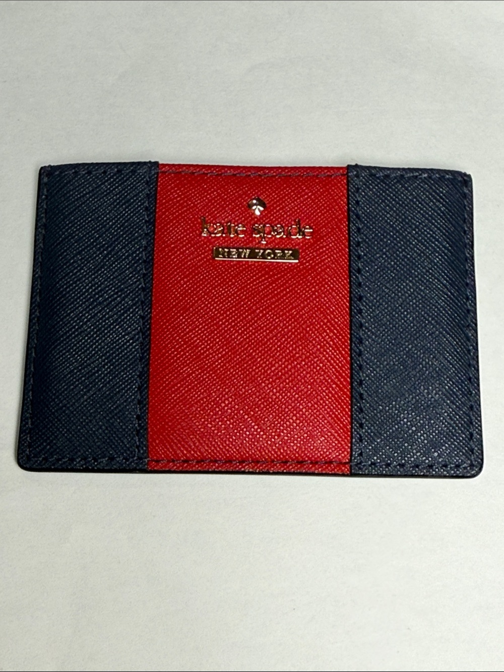 kate spade Two-Tone Navy and Red Leather Card Holder